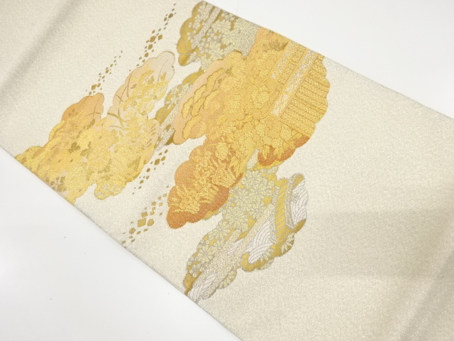 JAPANESE KIMONO / ANTIQUE FUKURO OBI / SILK / TSUZURE / WOVEN FLOWER